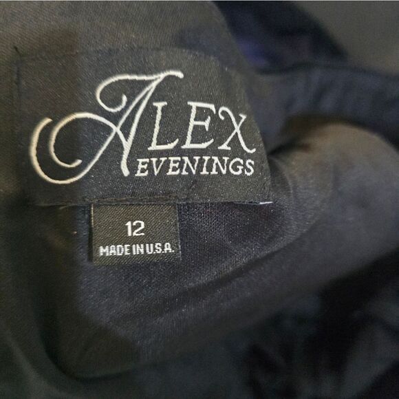 Alex Evenings Empire Waist Ruched Glitter Formal Dress NWOT size 12 Black - Picture 6 of 6